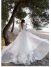 Beaded White Eyelash Lace Polka Dot Tulle Romantic Wedding Dress